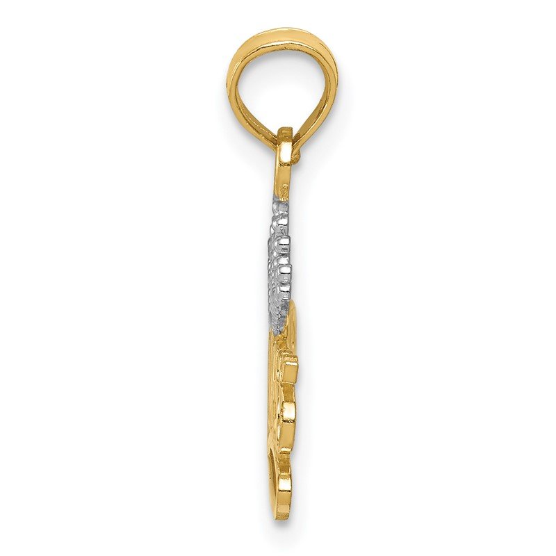 14k and White Rhodium Polished PRINCESS with Crown Pendant