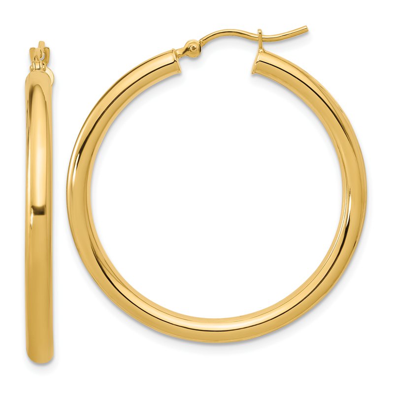 10K Polished Hinged Hoop Earrings