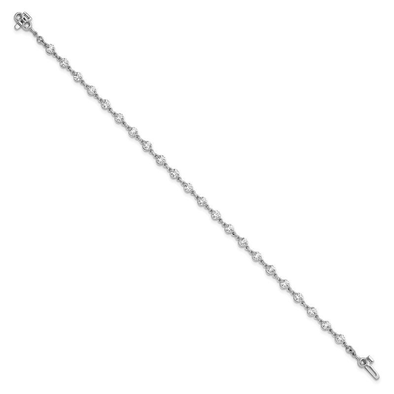 14k White Gold Complete 2.25 carat Round VS Diamond 2-prong 7 inch Tennis Bracelet