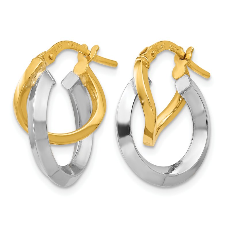 14K Two-tone Hoop Earrings