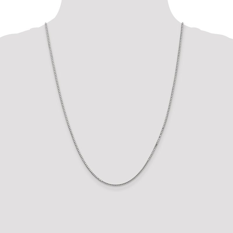 14K White Gold 26 inch 1.5mm Box with Lobster Clasp Chain