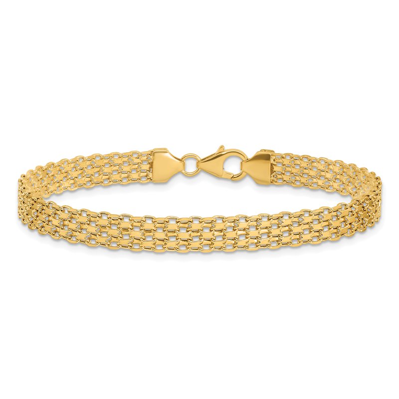 14k Polished 6.2mm Fancy Bismark Link 7.5 inch Bracelet