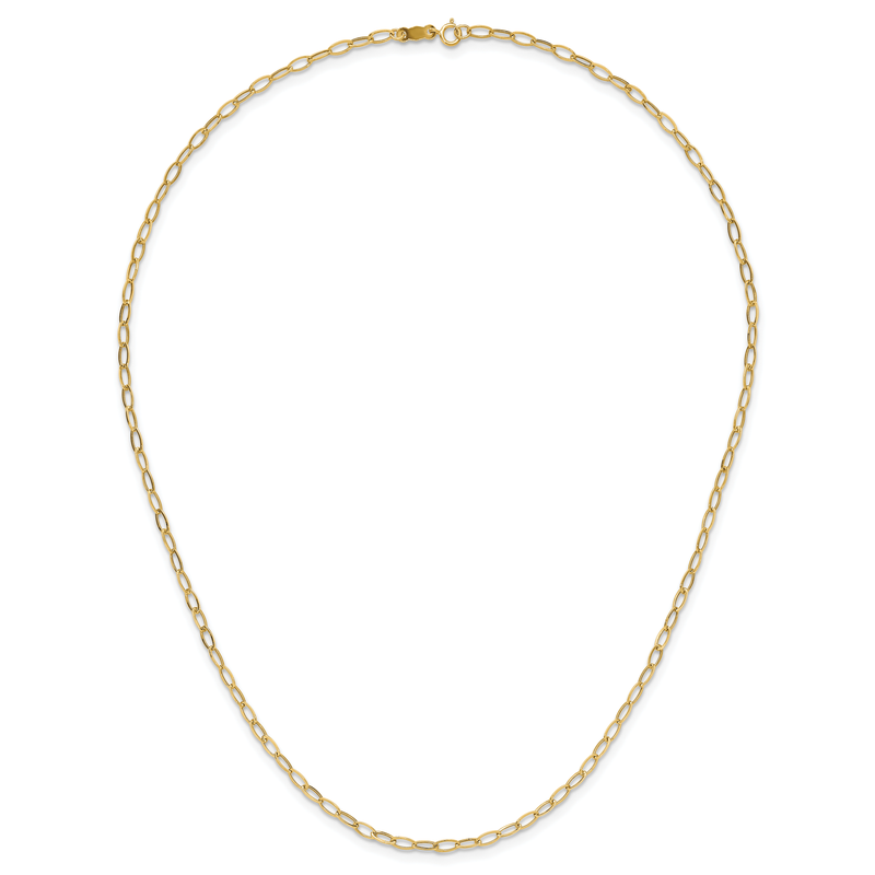 14k Polished 2.5mm Fancy Oval Link 18 inch Necklace