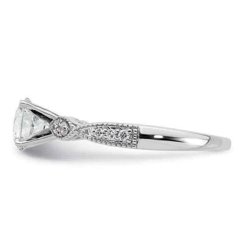 14K White Gold 1/6 carat Lab Grown Diamond VS+ F+ Semi-Mount Round Engagement Ring