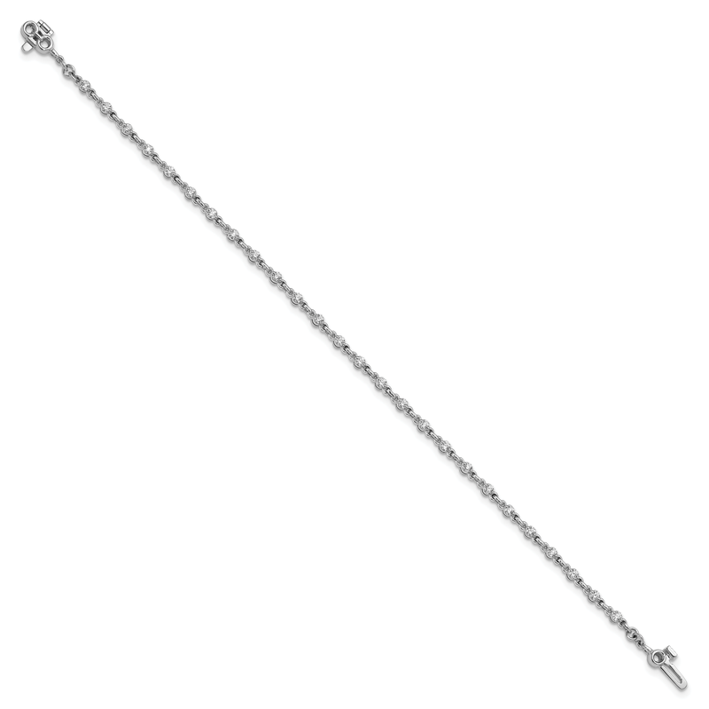 14k White Gold Complete 7/8 carat Round AA Diamond 2-prong 7 inch Tennis Bracelet