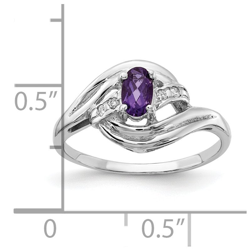 14k White Gold 5x3mm Oval Amethyst A Diamond ring