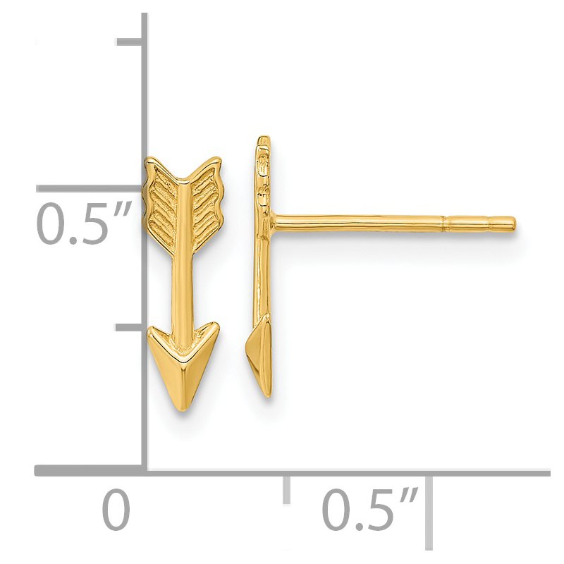 14k Gold Polished Arrow Post Earrings