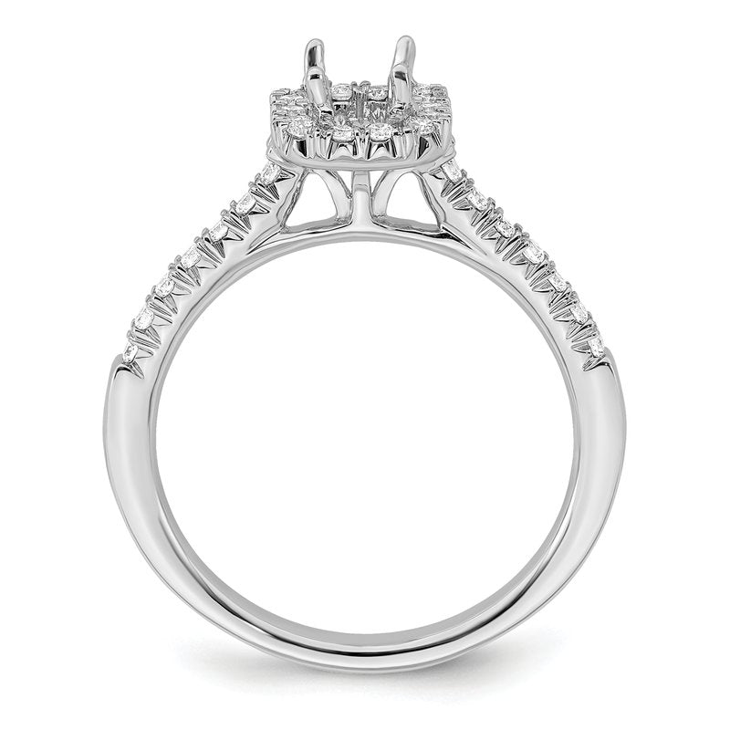 14K White Gold 1/4 carat Lab Grown Diamond VS+ F+ Semi-Mount Emerald Halo Engagement Ring