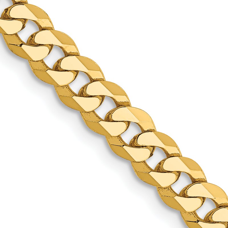 14K 26 inch 4.75mm Flat Beveled Curb with Lobster Clasp Chain