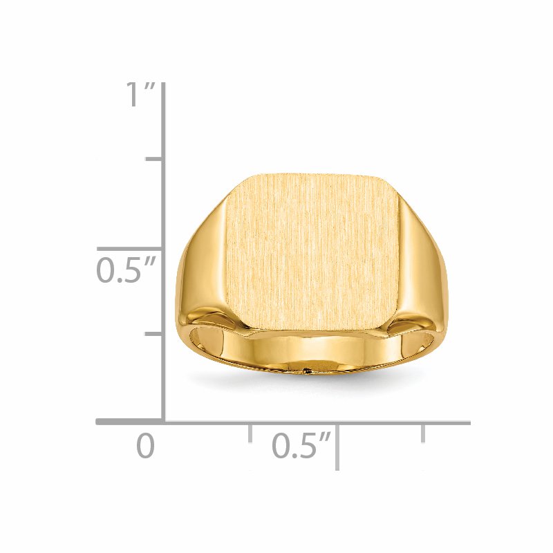 14k 13.0mm x14.0mm Closed Back Mens Signet Ring