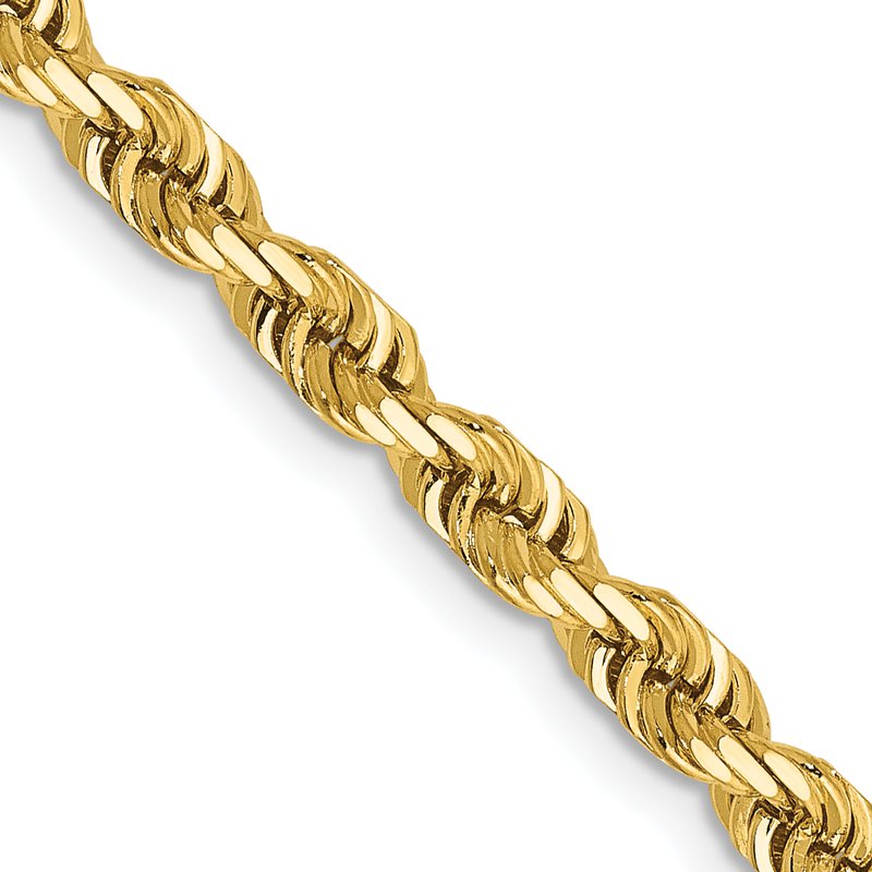 14K 26 Inch 4mm Diamond-cut Quadruple Rope Lobster Clasp Chain