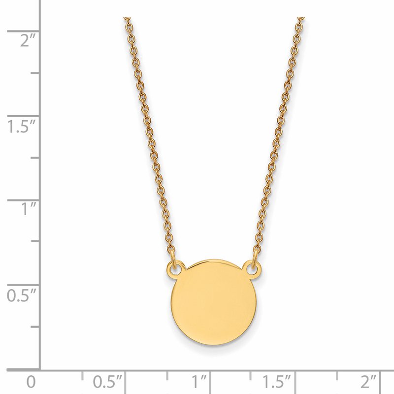 14k Plain .027 Gauge Round Engravable 12x12mm Disc 18 inch Necklace