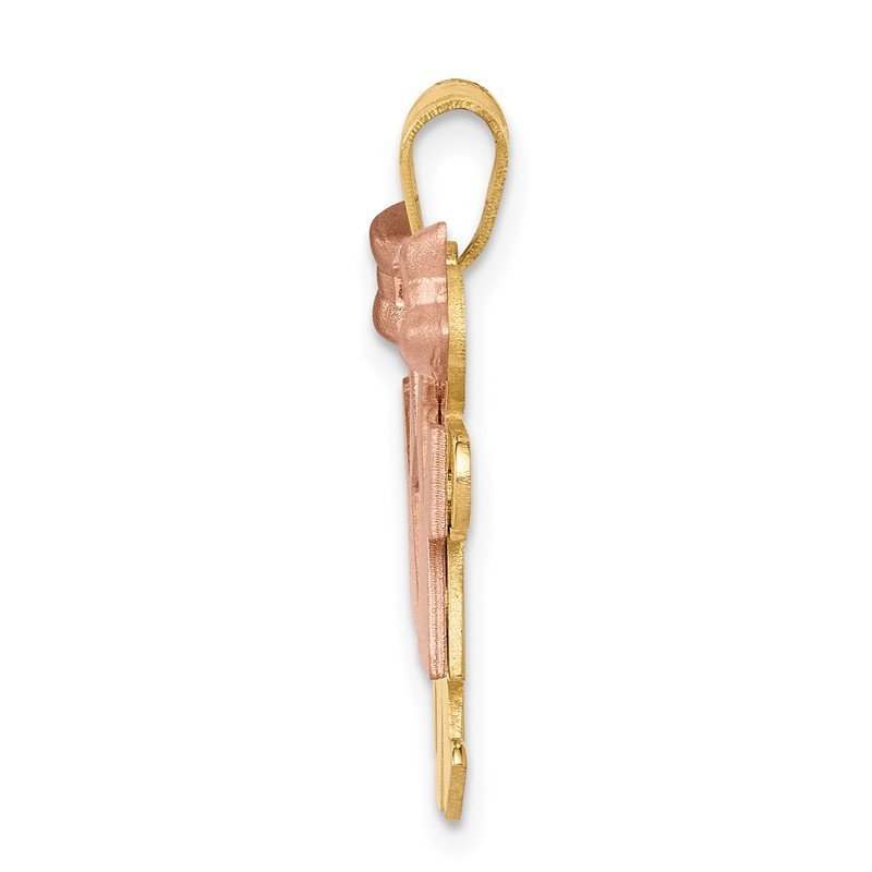 14k Two-tone The Kids Small Double Girls Engravable Kiss Charm