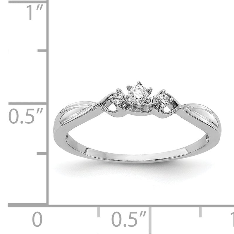14k White Gold 3-stone Diamond Ring
