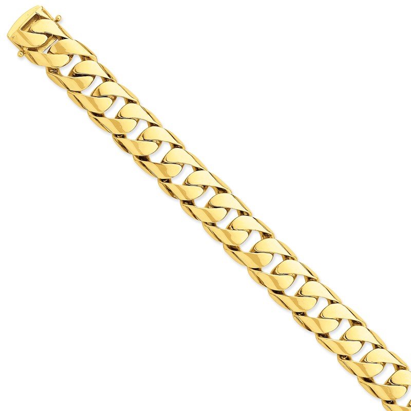 14K 20 inch 15.4mm Hand Polished Rounded Curb Link with Box Catch Clasp Chain