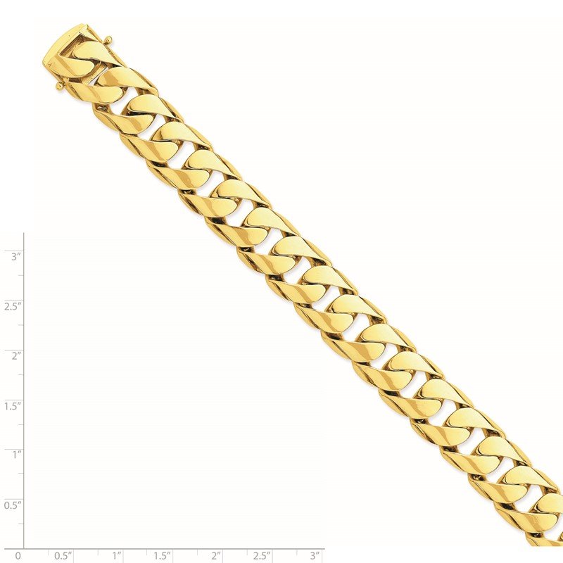 14K 20 inch 15.4mm Hand Polished Rounded Curb Link with Box Catch Clasp Chain