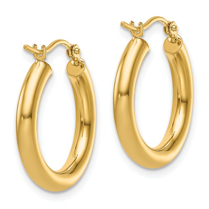 14K Polished 3mm Hoop Earrings