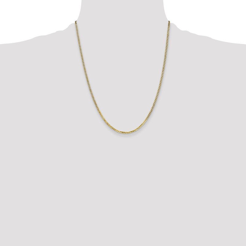 14K 10 inch 2.2mm Flat Beveled Curb with Lobster Clasp Anket