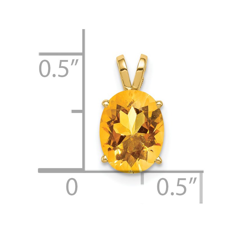 14k 9x7mm Oval Citrine Pendant