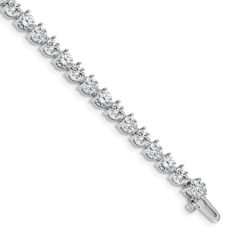 14k White Gold Complete 10.2 carat Round AA Diamond 3-prong 7 inch Tennis Bracelet