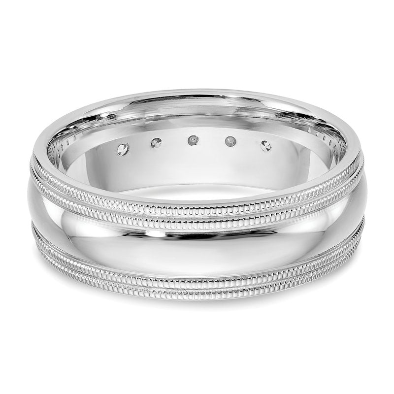 14K White Gold 1/2 carat Lab Grown Diamond VS+ F+ Size 10.5 Complete Double Miligrain Band