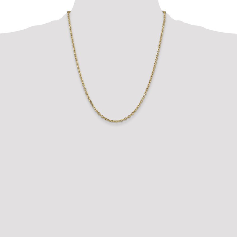 14K 26 inch 3mm Diamond-cut Round Open Link Cable with Lobster Clasp Chain