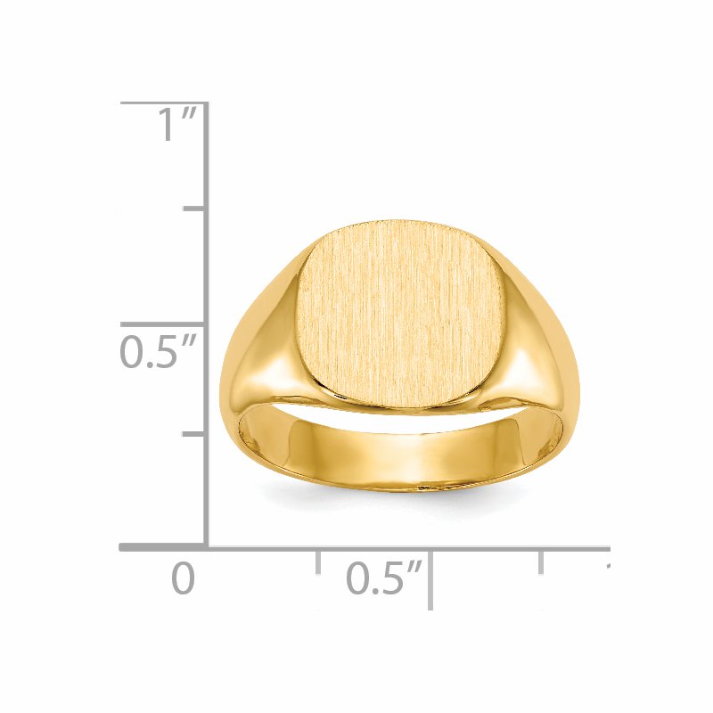14k 13.5x12.5mm Closed Back Mens Signet Ring