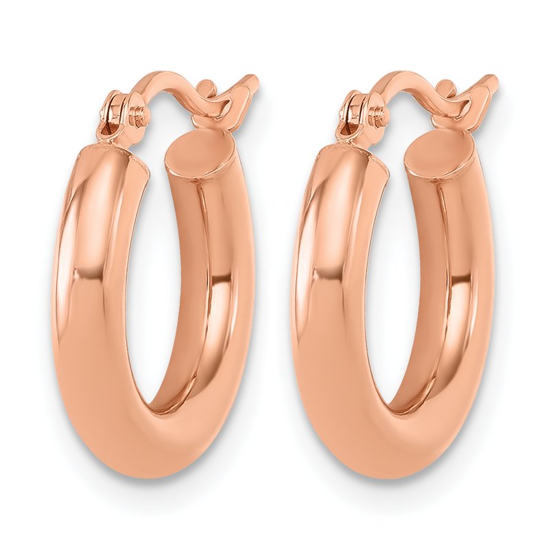 14K Rose Gold 3mm Polished Hoop Earrings