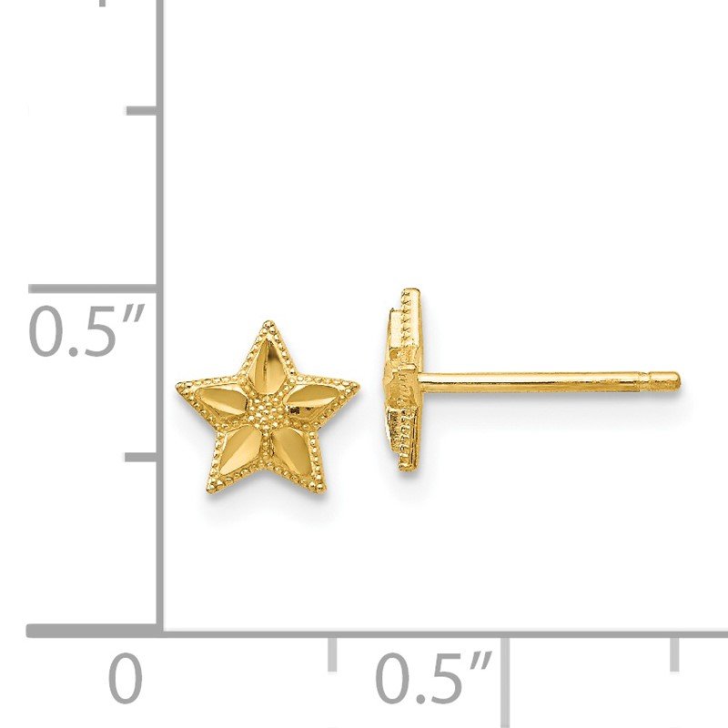 14k Polished and D/C Star Post Earrings