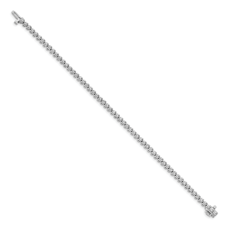 14k White Gold Complete 2.9 carat Round VS Diamond 2-prong 7 inch Tennis Bracelet