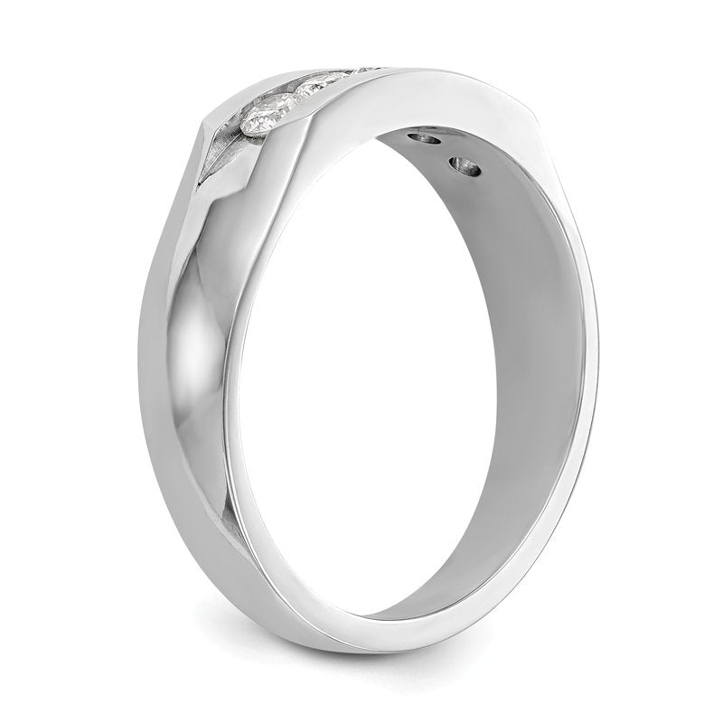 14K White Gold Men's 1/3 carat Lab Grown Diamond VS+ F+ Complete Channel Five Stone Band