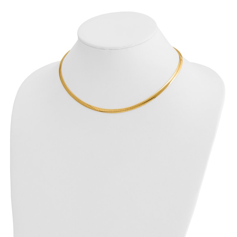 14k Two-tone 4mm Reversible White and Yellow 16 inch Domed Omega Necklace