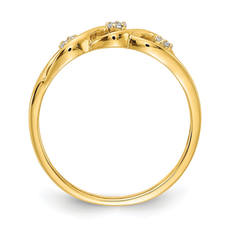 14k Gold Polished Diamond Wave Ring