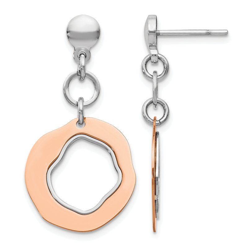 Sterling Silver Rose Gold-plated Post Dangle Earrings