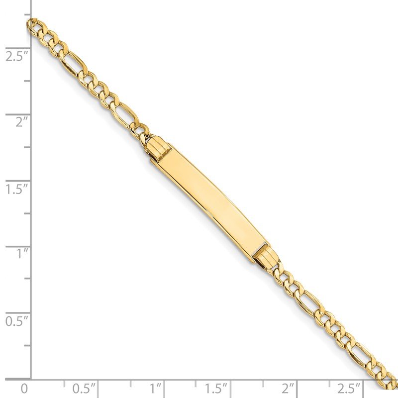 14k Polished Semi-Solid Chain/Solid Plate Figaro Link 25.5x5mm Plate 7 inch ID Bracelet