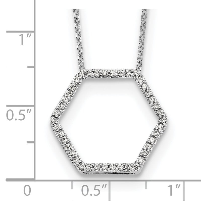 14K White Gold 1/4 carat Lab Grown Diamond VS+ F+ 18 in Complete Hexagon Necklace