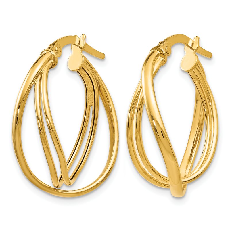 14K Polished Twist Hoop Earrings