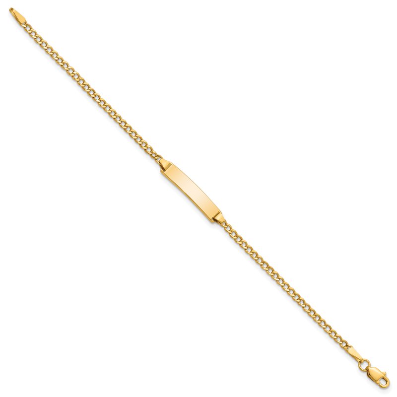 14k Polished Semi-Solid Chain/Solid Plate Cuban Link 20x4.5mm Plate 5.5 inch Baby/Child ID Bracelet