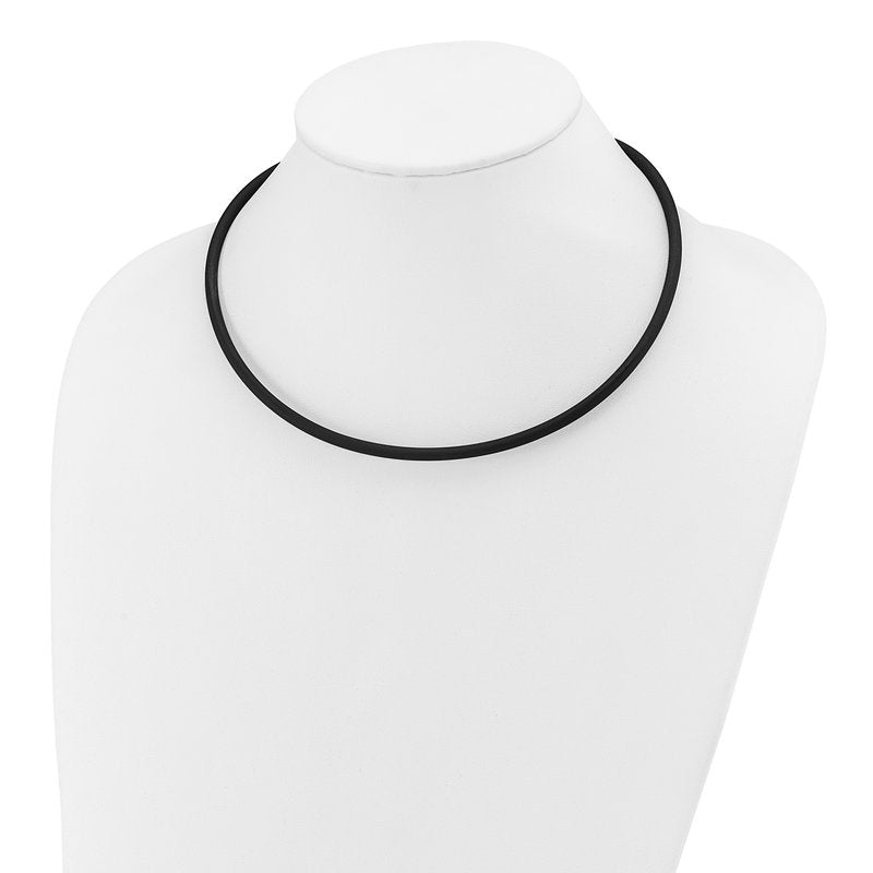 14k Yellow Clasp 4mm 16 inch Black Rubber Cord Necklace