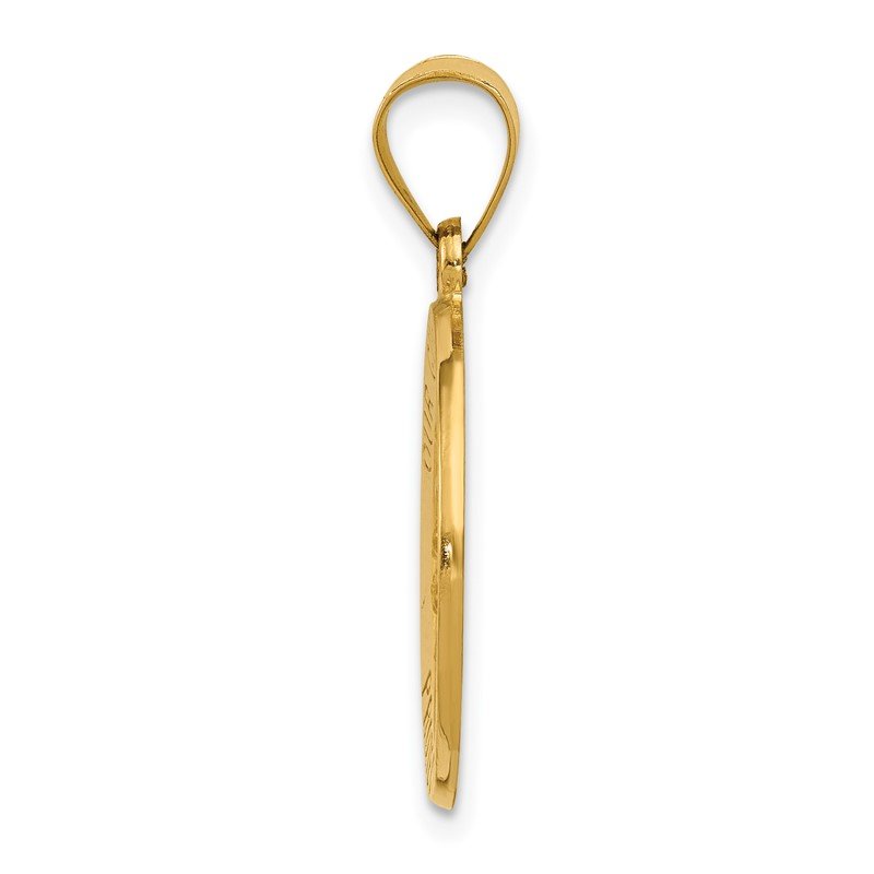 14k Polished and Satin Hollow Our Guardian Angel Medal Charm