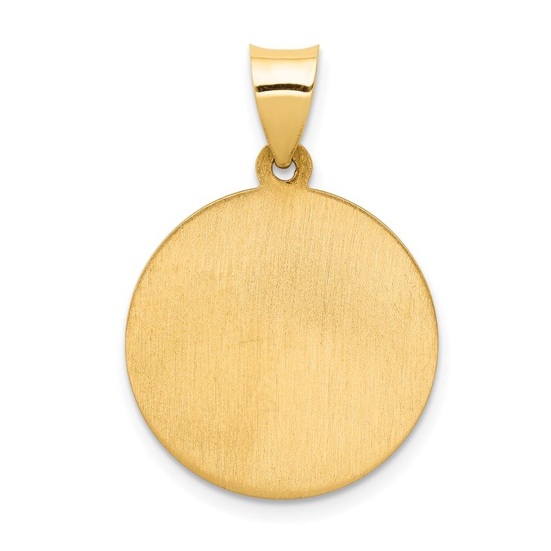 14k Polished and Satin Hollow Our Guardian Angel Medal Charm