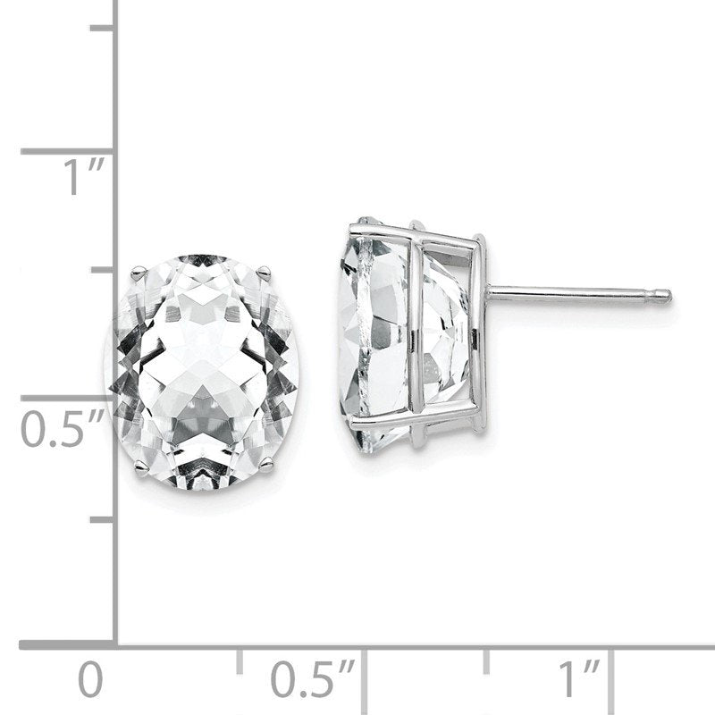 14k White Gold 12x10mm Oval Cubic Zirconia Stud Earrings