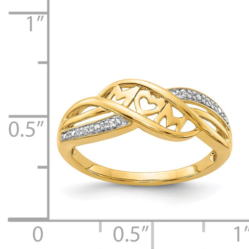 14k w/Rhodium Diamond MOM Ring