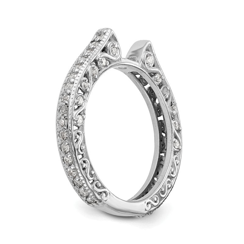 14K White Gold 1/2 carat Lab Grown Diamond VS/SI  D E F  Semi Mount Peg Set Ring