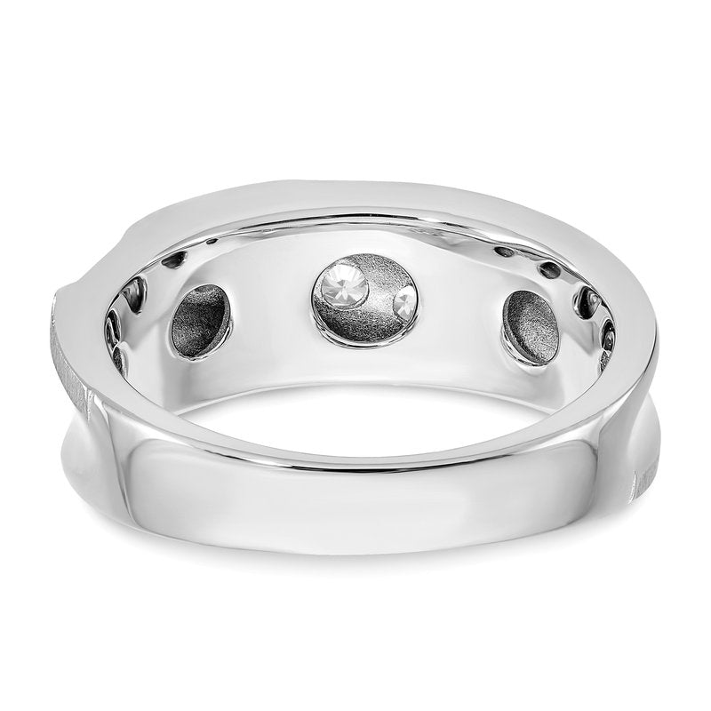 14K White Gold Men's 1/4 carat Lab Grown Diamond VS/SI  D E F  Brushed and Polished Band