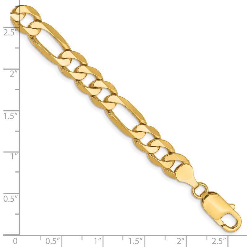 14K 26 inch 7.5mm Flat Figaro with Lobster Clasp Chain