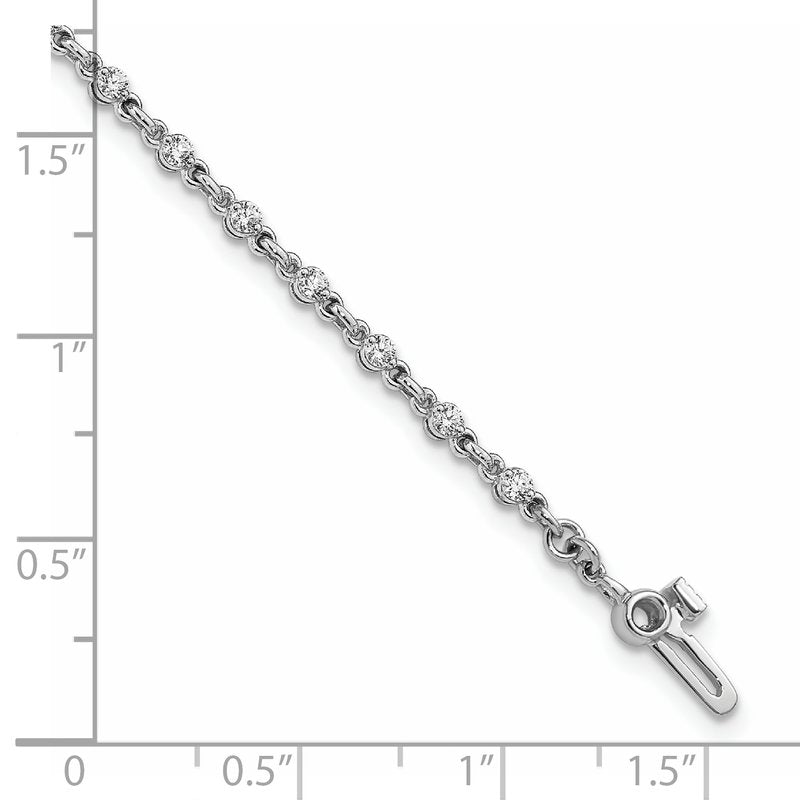 14k White Gold Complete 7/8 carat Round AAA Diamond 2-prong 7 inch Tennis Bracelet