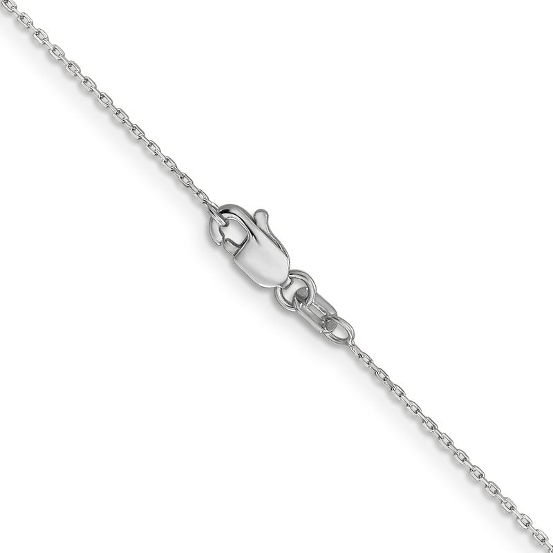 14K White Gold 14 inch .8mm Diamond-cut Cable with Lobster Clasp Chain