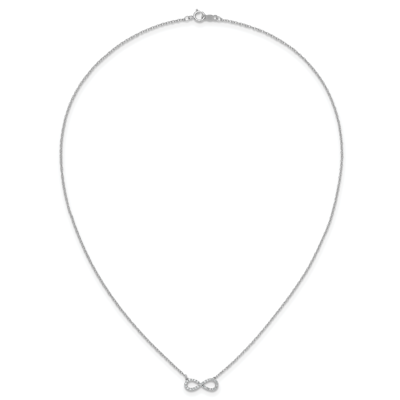 14K White Gold Polished 1/6 carat Diamond Infinity Symbol 18 inch Necklace