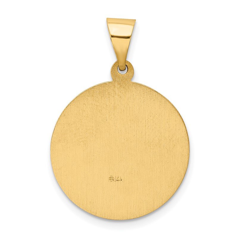 14k Polished and Satin Hollow St Edward Medal Round Pendant